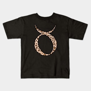 Taurus Zodiac Horoscope Symbol in Leopard Print Kids T-Shirt